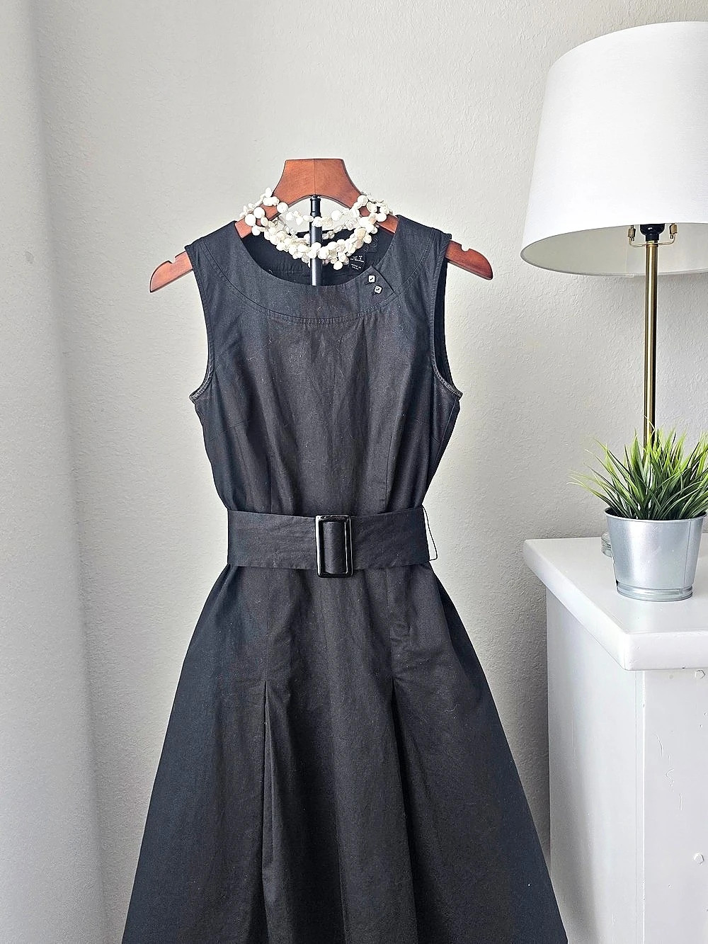 H&M Black Fit & Flare Belted Dress US 6 S | Audrey Hepburn 50s Pinup Audrey